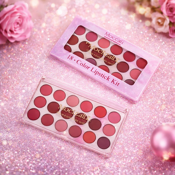 Moccallure 18-Color Lipstick Palette – Long-Lasting Hydrating Lip Kit